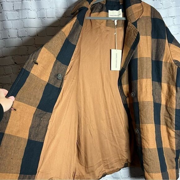 NEW Mara Hoffman checkered plaid linen double breasted puffer jacket size 3X - Picture 7 of 10